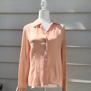 Caslon Peach long sleeve silk blouse💋💋